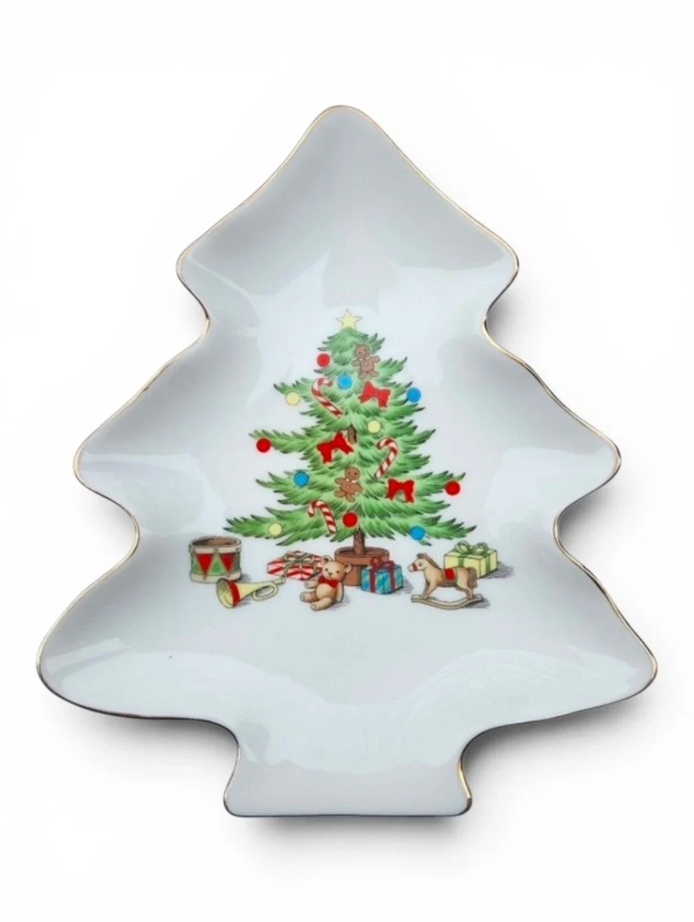 Vintage Holiday Hostess Fine China Christmas Tree Shaped Candy Dish